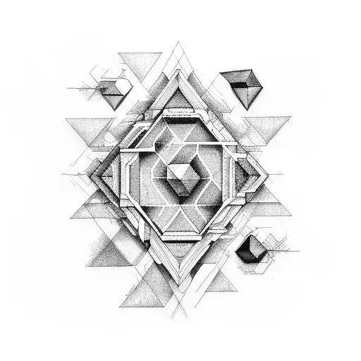 Combine architectural blueprints with makeup swatches and brushes in a dotwork style tattoo tattoo design idea