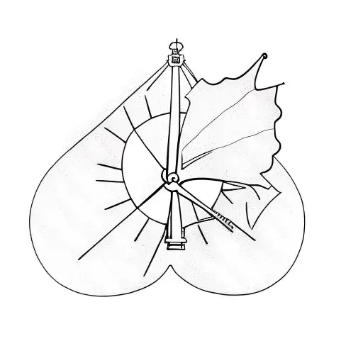 a leaf with a windmill on it tattoo design idea
