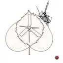 a leaf with a windmill on it tattoo design idea