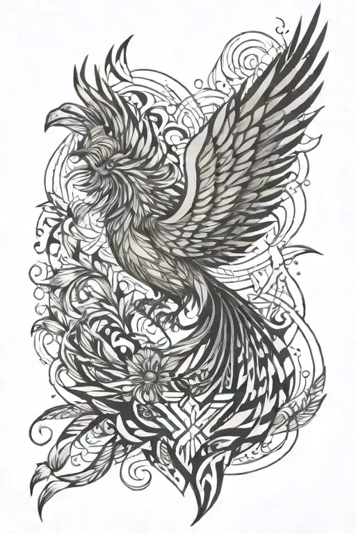 phoenix rising from the ashes tattoo design idea