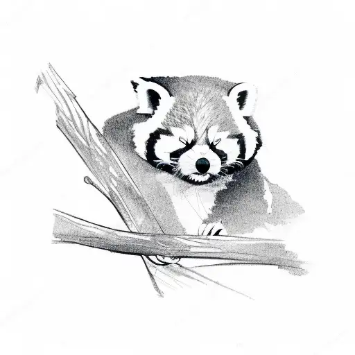 red panda sleeping on a branch tattoo design idea