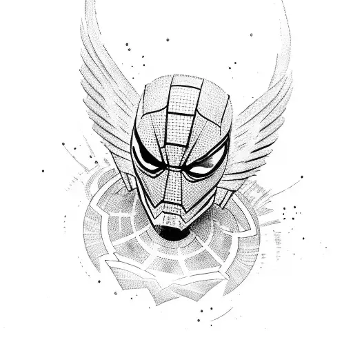 A Marvel superhero flying over a stack of money tattoo design idea