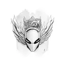 A Marvel superhero flying over a stack of money tattoo design idea