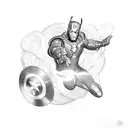 A Marvel superhero flying over a stack of money tattoo design idea