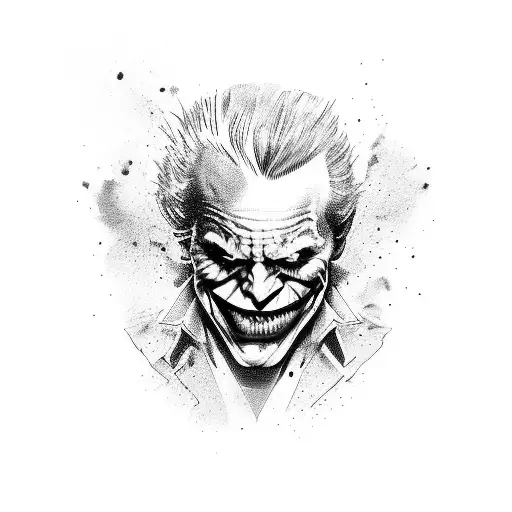 A portrait of the Joker mashed with incredible hulk representing the duality of character tattoo design idea