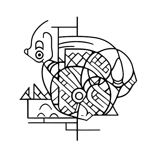african tribal sunrise, integrated with technology binary coding and chicago skyline tattoo design idea