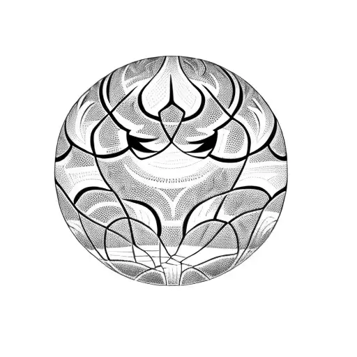 A basketball engulfed in flames, surrounded by tribal patterns inspired by a tiger's stripes tattoo design idea