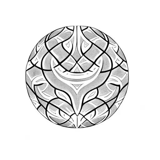 A basketball engulfed in flames, surrounded by tribal patterns inspired by a tiger's stripes tattoo design idea