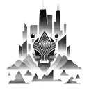 african tribal sunrise integrated with the chicago skyline technology and binary coding tattoo design idea