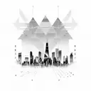 african tribal sunrise integrated with the chicago skyline technology and binary coding tattoo design idea