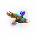 pheasant flying tattoo design idea