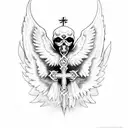 seraphim with cross tattoo design idea