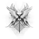 seraphim with cross tattoo design idea