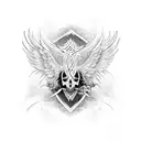 seraphim with cross tattoo design idea