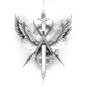 seraphim with cross tattoo design idea