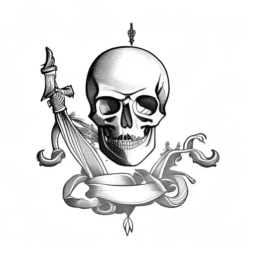pirate ship with skull  tattoo design idea
