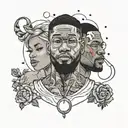 couple and kid cudi man tattoo design idea
