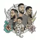 couple and kid cudi man tattoo design idea