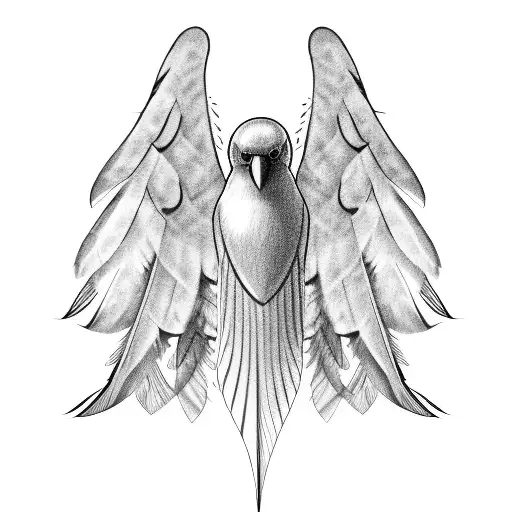 A realistic sketch of a bird in flight with feathers forming the shape of Portugal tattoo design idea