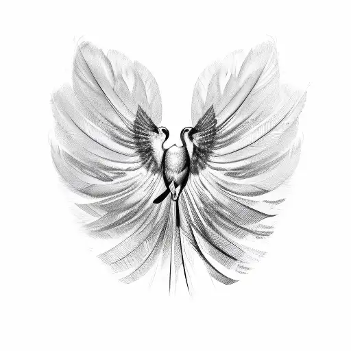 A realistic sketch of a bird in flight with feathers forming the shape of Portugal tattoo design idea