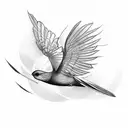 A realistic sketch of a bird in flight with feathers forming the shape of Portugal tattoo design idea