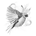 A realistic sketch of a bird in flight with feathers forming the shape of Portugal tattoo design idea