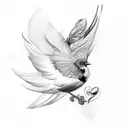 A realistic sketch of a bird in flight with feathers forming the shape of Portugal tattoo design idea
