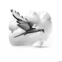 A realistic sketch of a bird in flight with feathers forming the shape of Portugal tattoo design idea