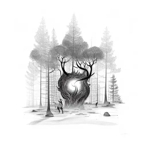 forest on fire tattoo design idea