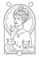 Goddess hecate with dogs and moon tattoo design idea