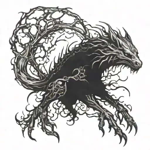 beast that looks like the beasts from the video game bloodborne tattoo design idea