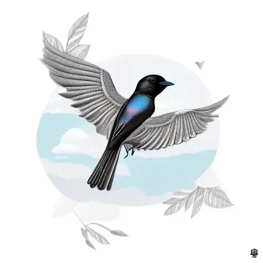 black swallow bird  tattoo design idea