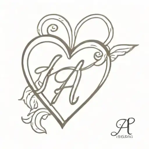 opened heart locket with letter A in script font tattoo design idea