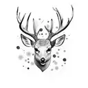 trees with whitetail deer tattoo design idea