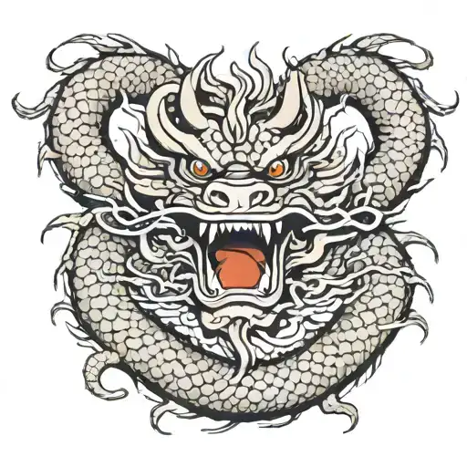 east asian dragon coiled tattoo design idea