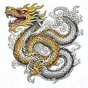 east asian dragon coiled tattoo design idea