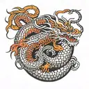 east asian dragon coiled tattoo design idea