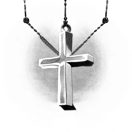 Christian Cross on a necklaces  tattoo design idea