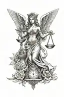 sexy hourglass figure lady justice angel tattoo design tattoo design idea