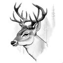 An intricately detailed forest scene with a deer in the foreground tattoo design idea