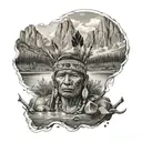 mountains river idol indians tattoo design idea
