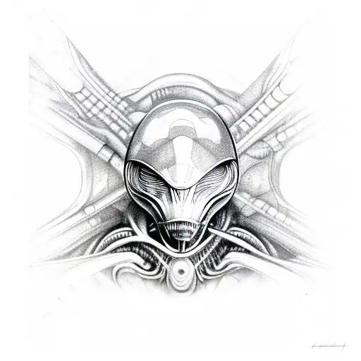 Alien Giger space tattoo design idea
