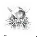 Alien Giger space tattoo design idea