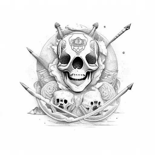 Letras A M como base y quiero los astros de Capricornio , la playa , algo que represente , la muerte , a Napoleón la lun tattoo design idea