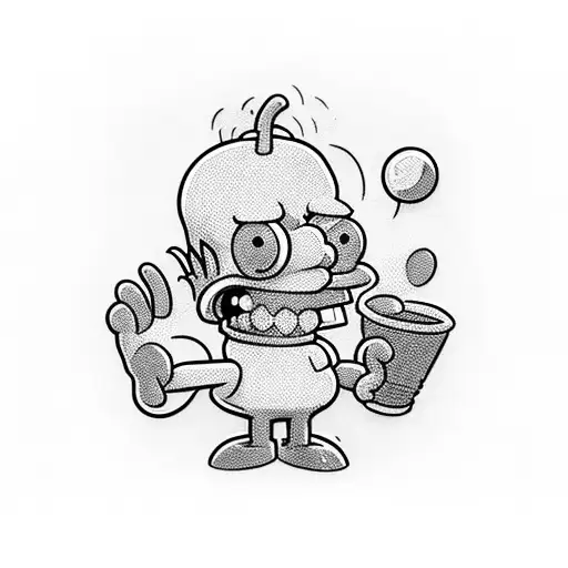 Cuphead and The simpsons tattoo design idea