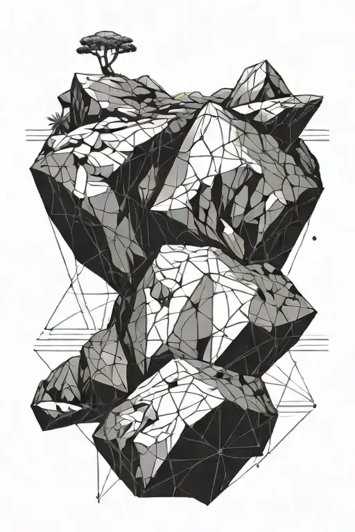 bouldering a boulder near a desert landscape tattoo design idea