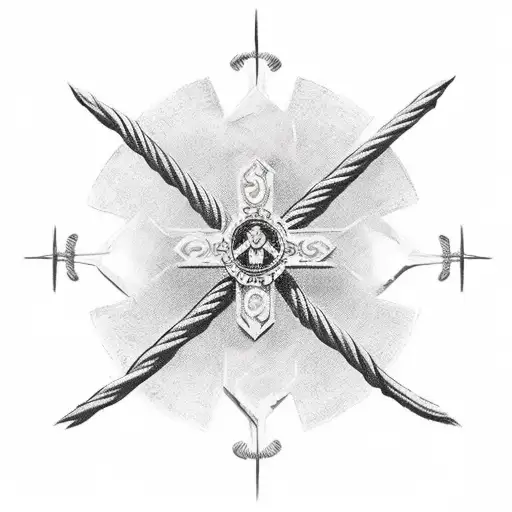 cross with barbed wire around it tattoo design idea