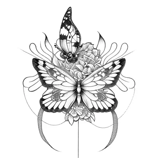 Let Them with Purple ribbon and butterfly tattoo design idea