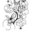 Let Them with Purple ribbon and butterfly tattoo design idea