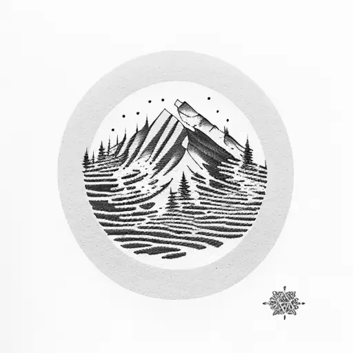powder mountain ski resort logo tattoo design idea